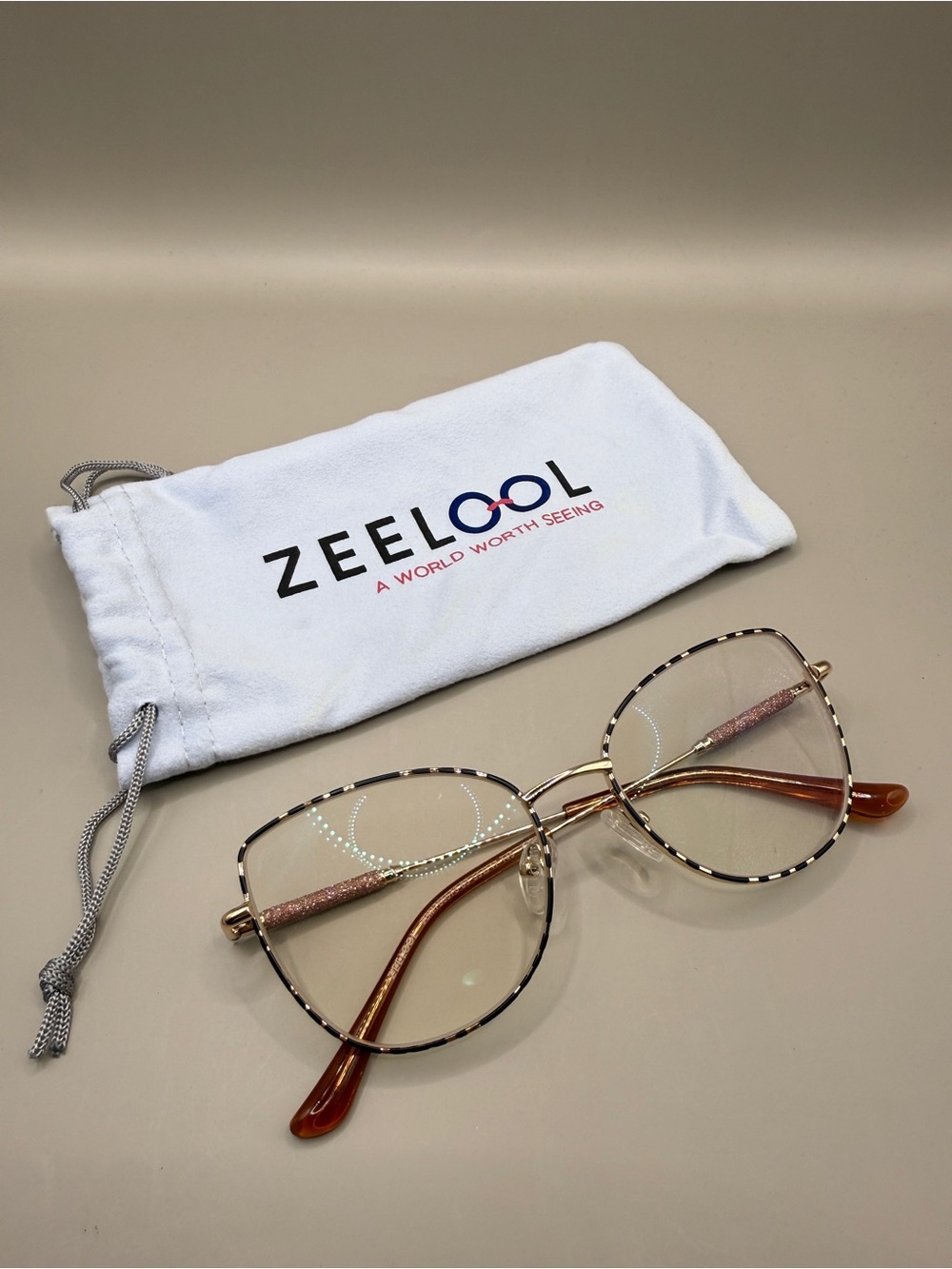 Zeelool Tortoiseshell Gold Wireframe Glasses -Pink Accents,unknown prescription